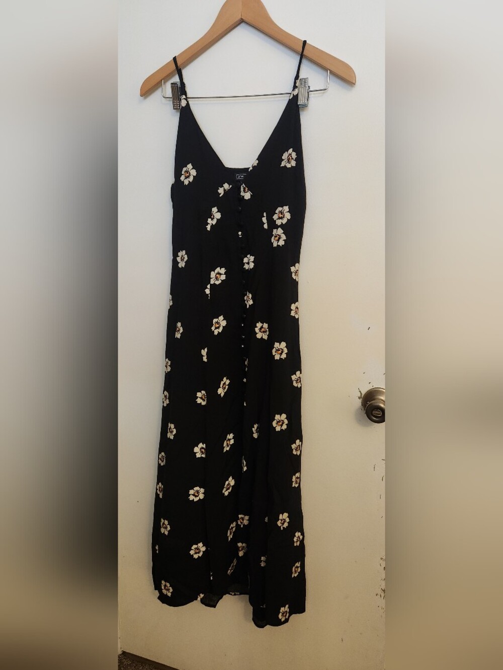 Lira Black Maxi Dress with Cream & Gold Floral Accents